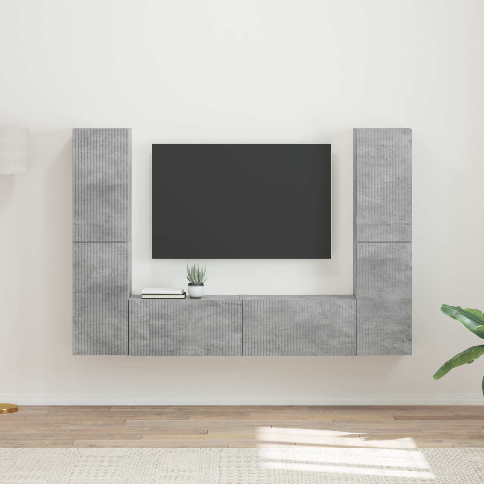 Set TV komoda 6 pcs Betonski sivi Konstruirano drvo
