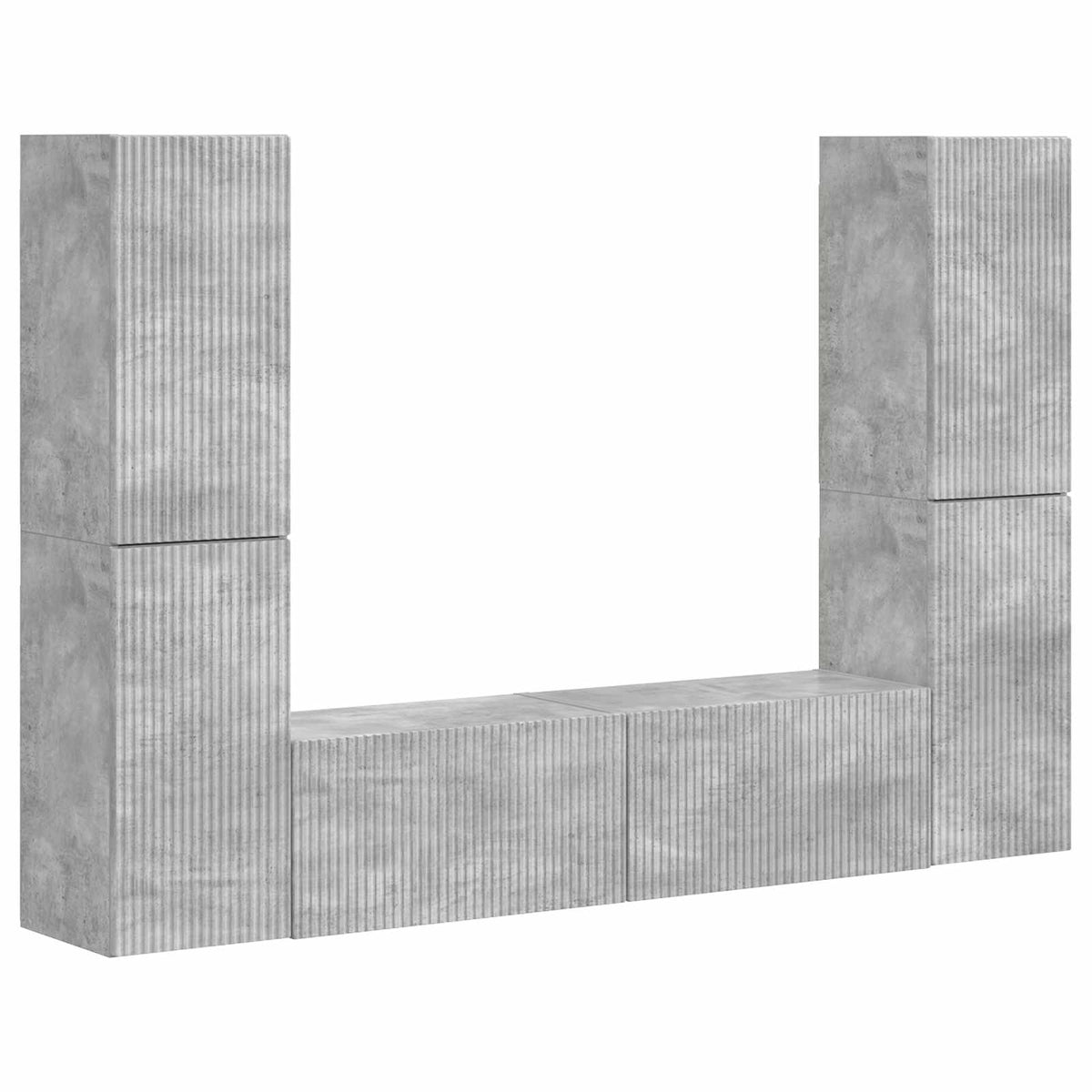 Set TV komoda 6 pcs Betonski sivi Konstruirano drvo
