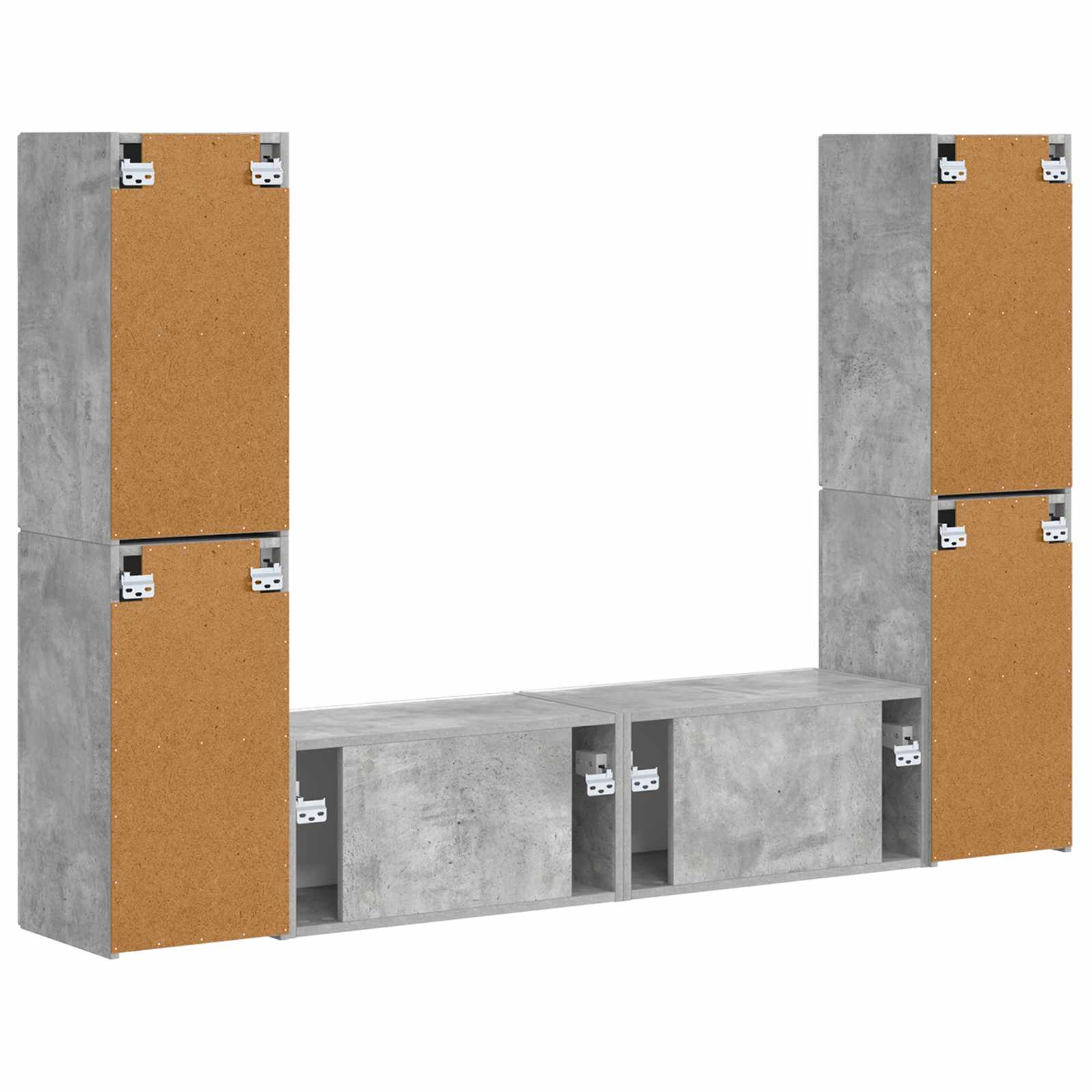 Set TV komoda 6 pcs Betonski sivi Konstruirano drvo