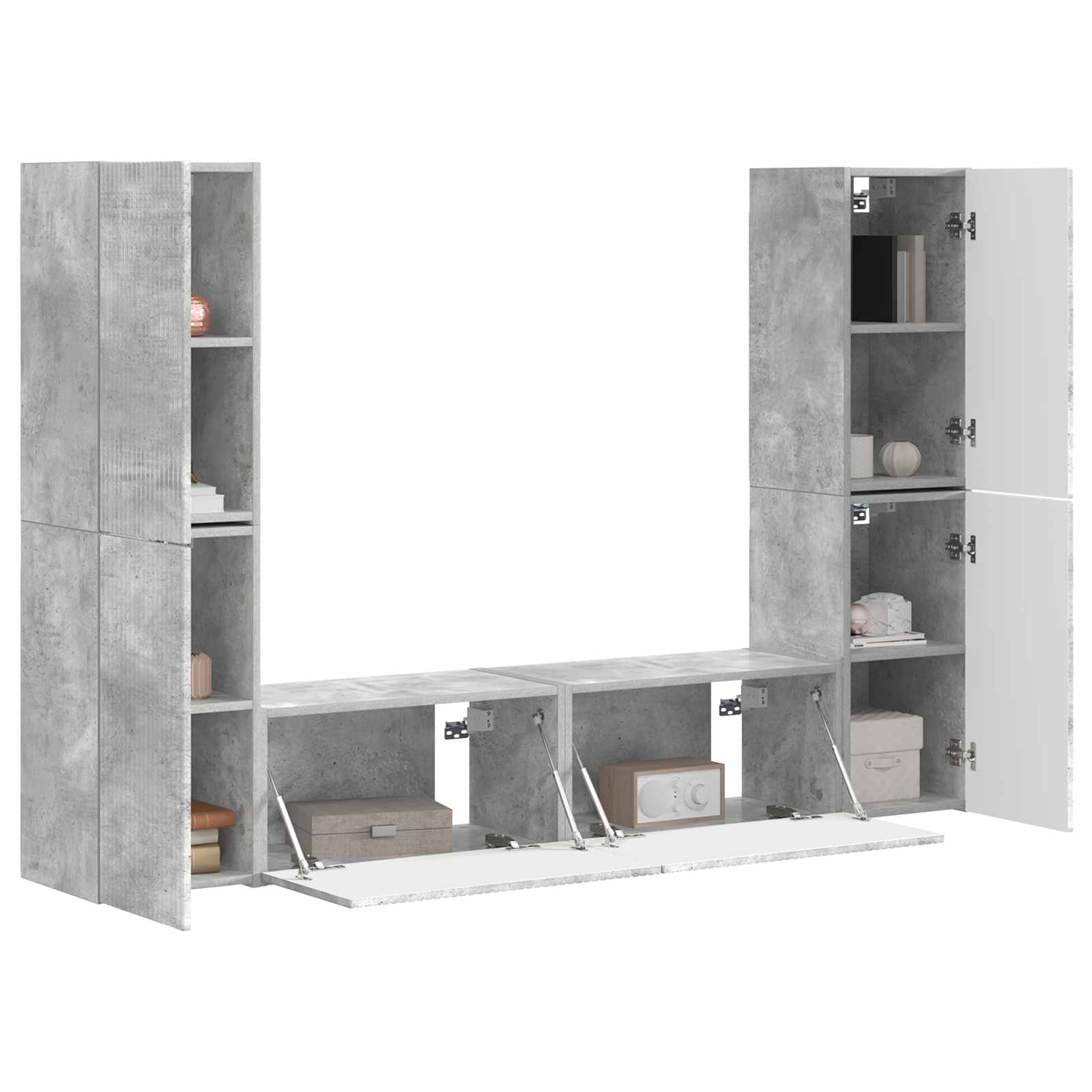 Set TV komoda 6 pcs Betonski sivi Konstruirano drvo