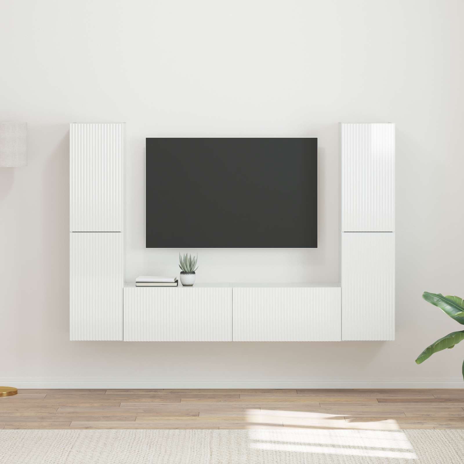 Set TV komoda 6 pcs Visoki sjaj bijela Konstruirano drvo