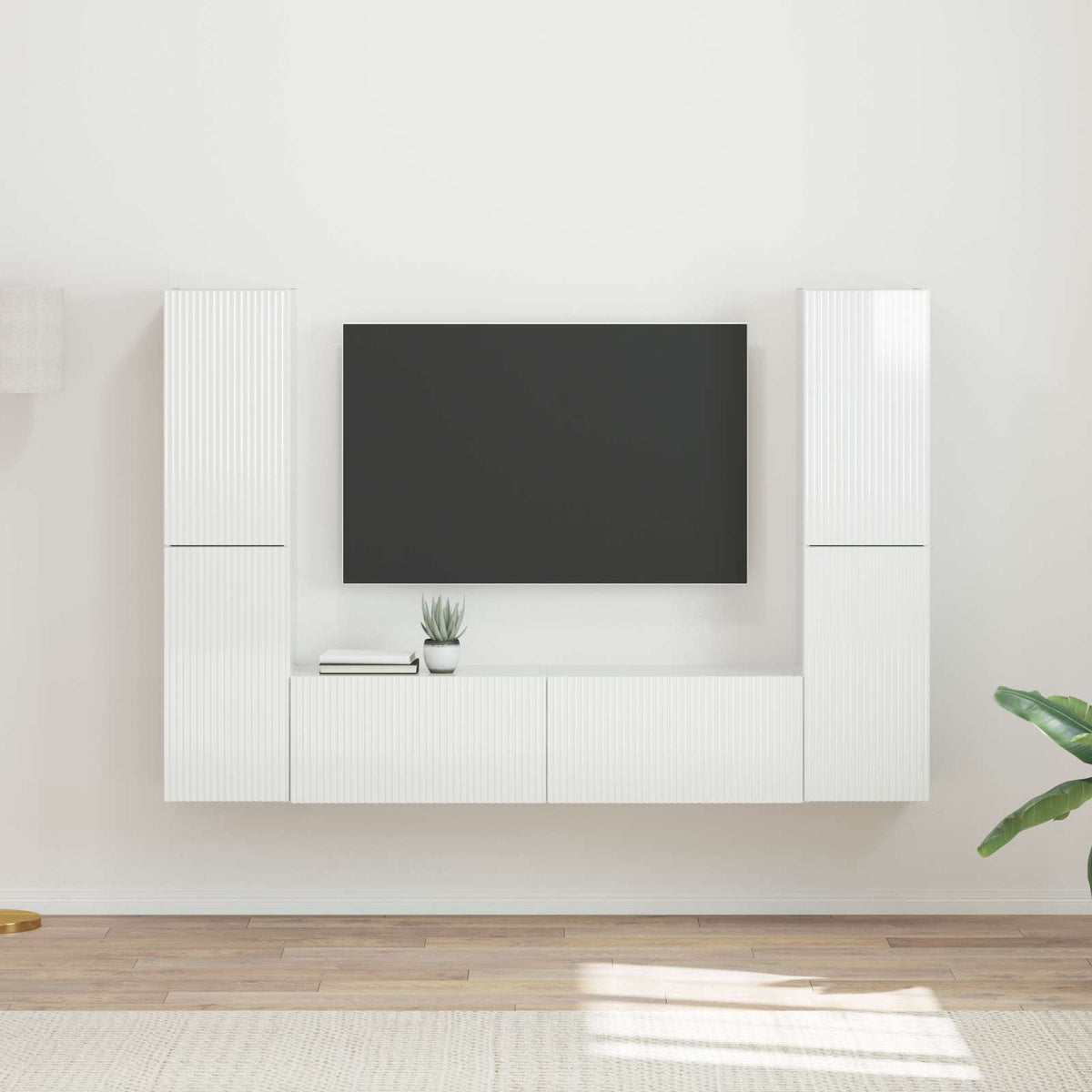 Set TV komoda 6 pcs Visoki sjaj bijela Konstruirano drvo