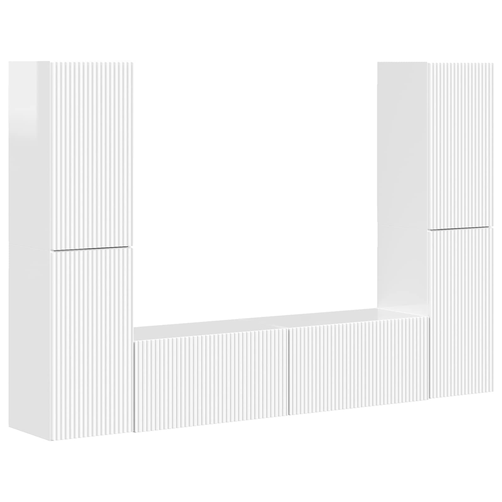Set TV komoda 6 pcs Visoki sjaj bijela Konstruirano drvo