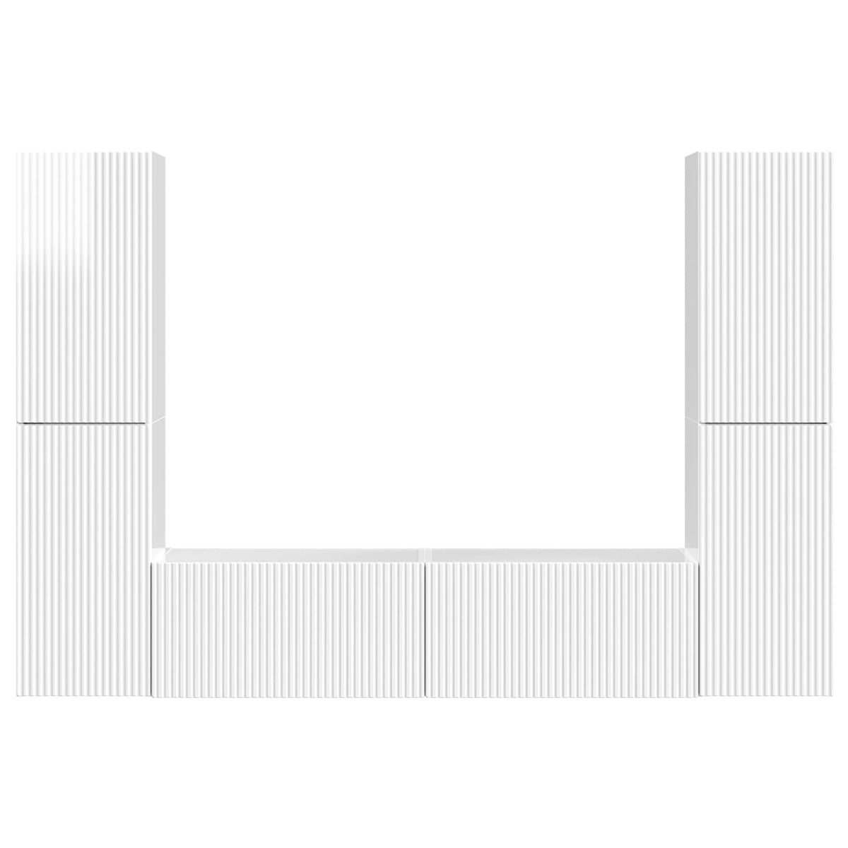 Set TV komoda 6 pcs Visoki sjaj bijela Konstruirano drvo