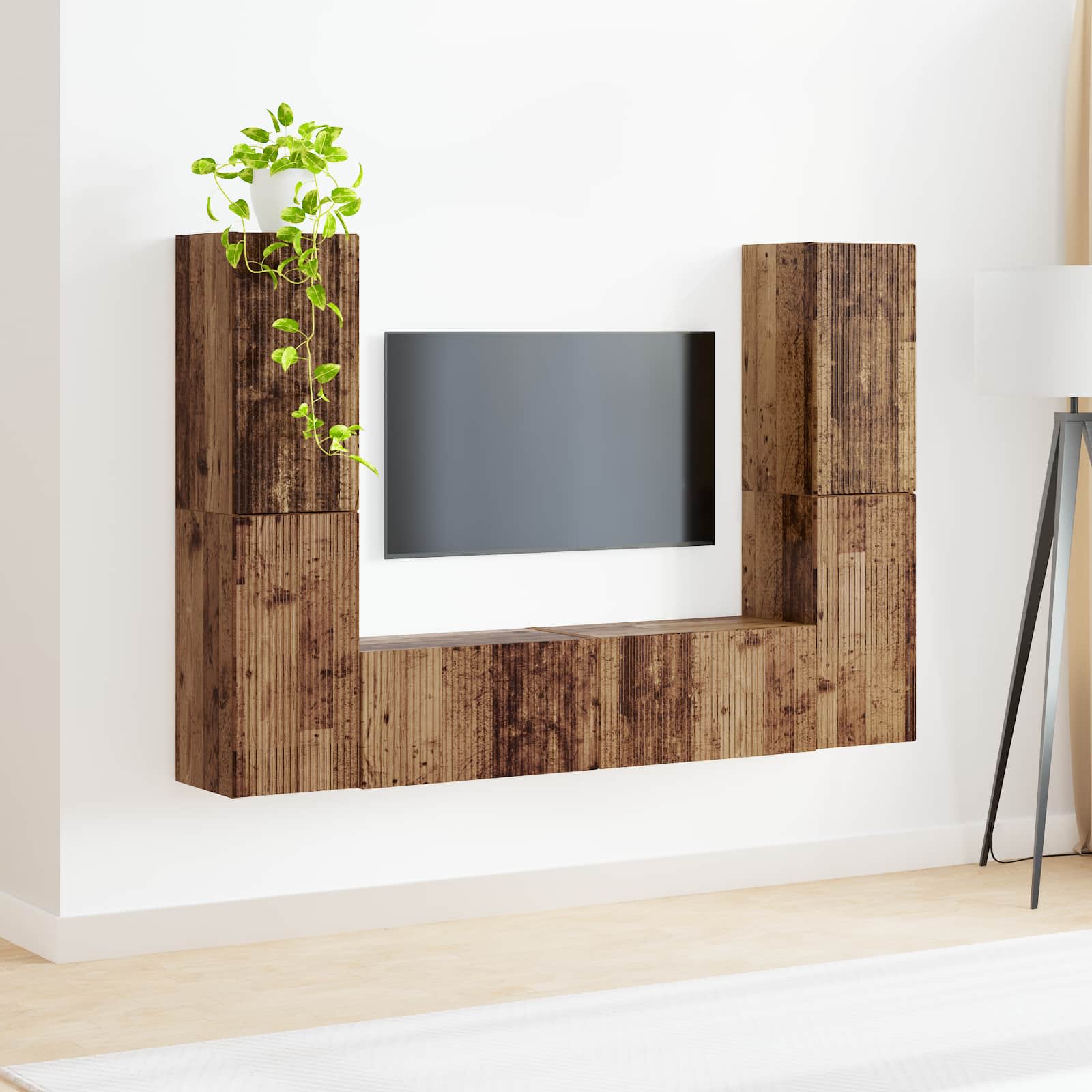 Set TV komoda 6 pcs Staro drvo Konstruirano drvo