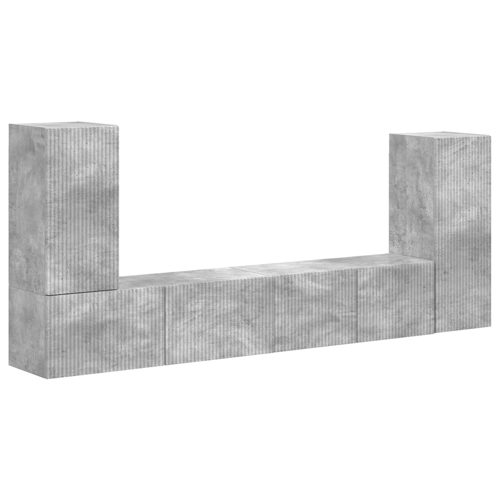 Set TV komoda 4 pcs Betonski sivi Konstruirano drvo