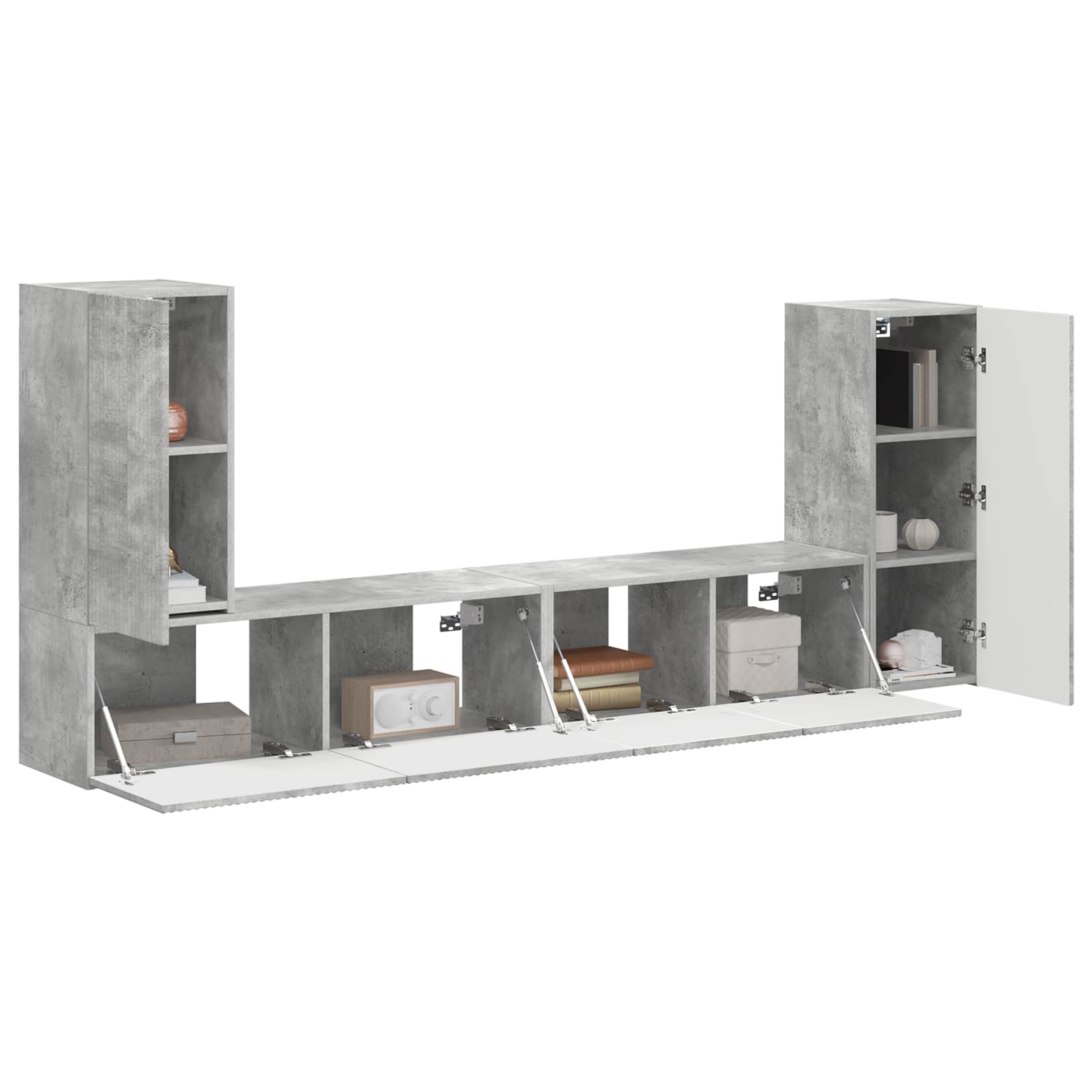 Set TV komoda 4 pcs Betonski sivi Konstruirano drvo