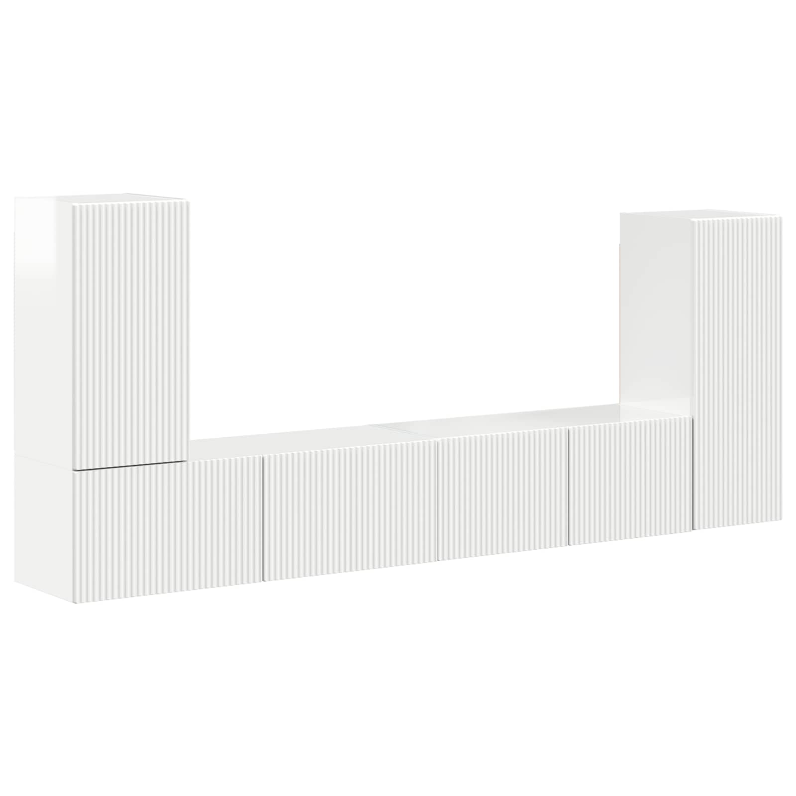 Set TV komoda 4 pcs Visoki sjaj bijela Konstruirano drvo