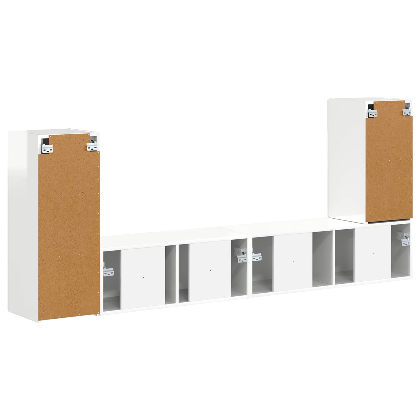 Set TV komoda 4 pcs Visoki sjaj bijela Konstruirano drvo