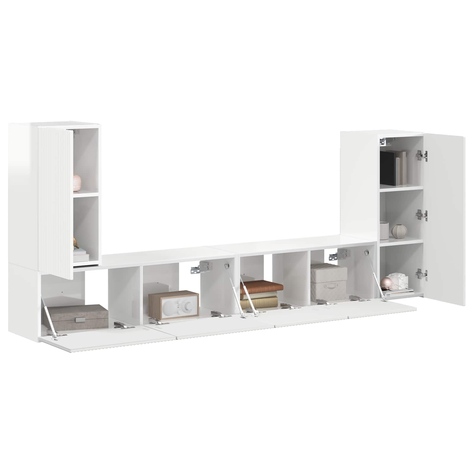 Set TV komoda 4 pcs Visoki sjaj bijela Konstruirano drvo