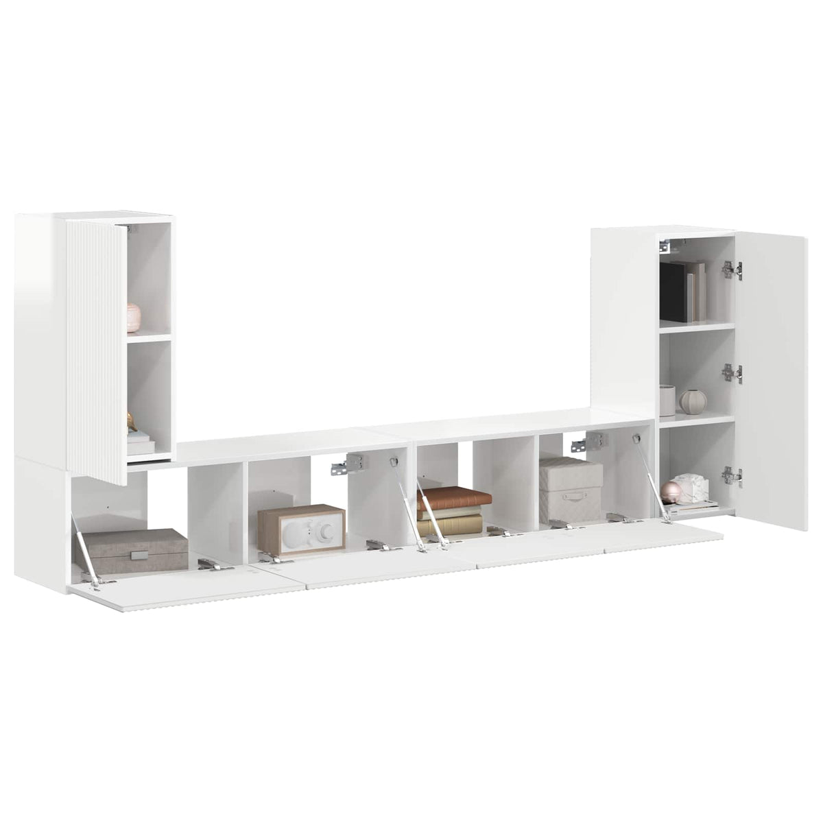 Set TV komoda 4 pcs Visoki sjaj bijela Konstruirano drvo