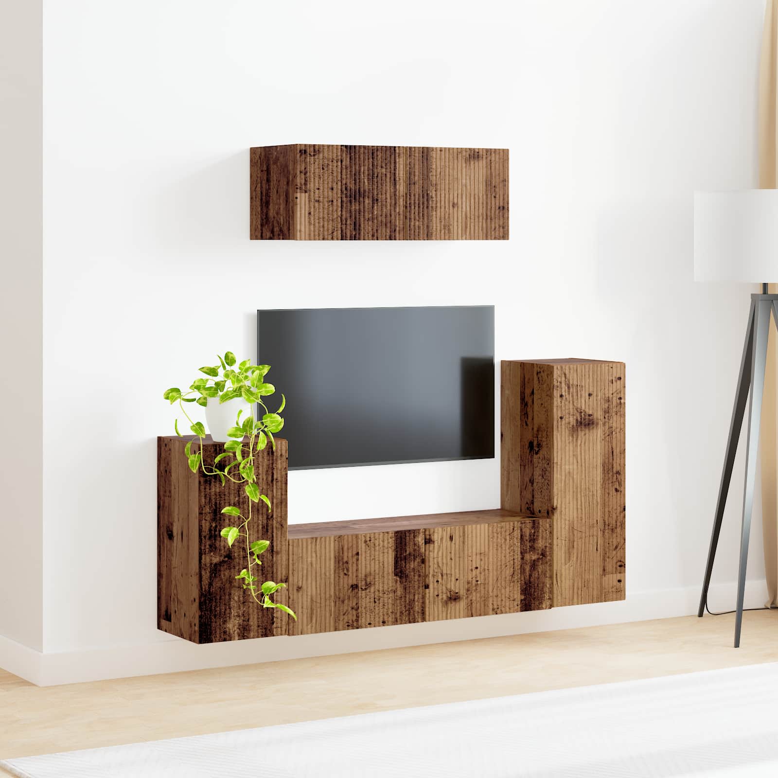 Set TV komoda 4 pcs Staro drvo Konstruirano drvo
