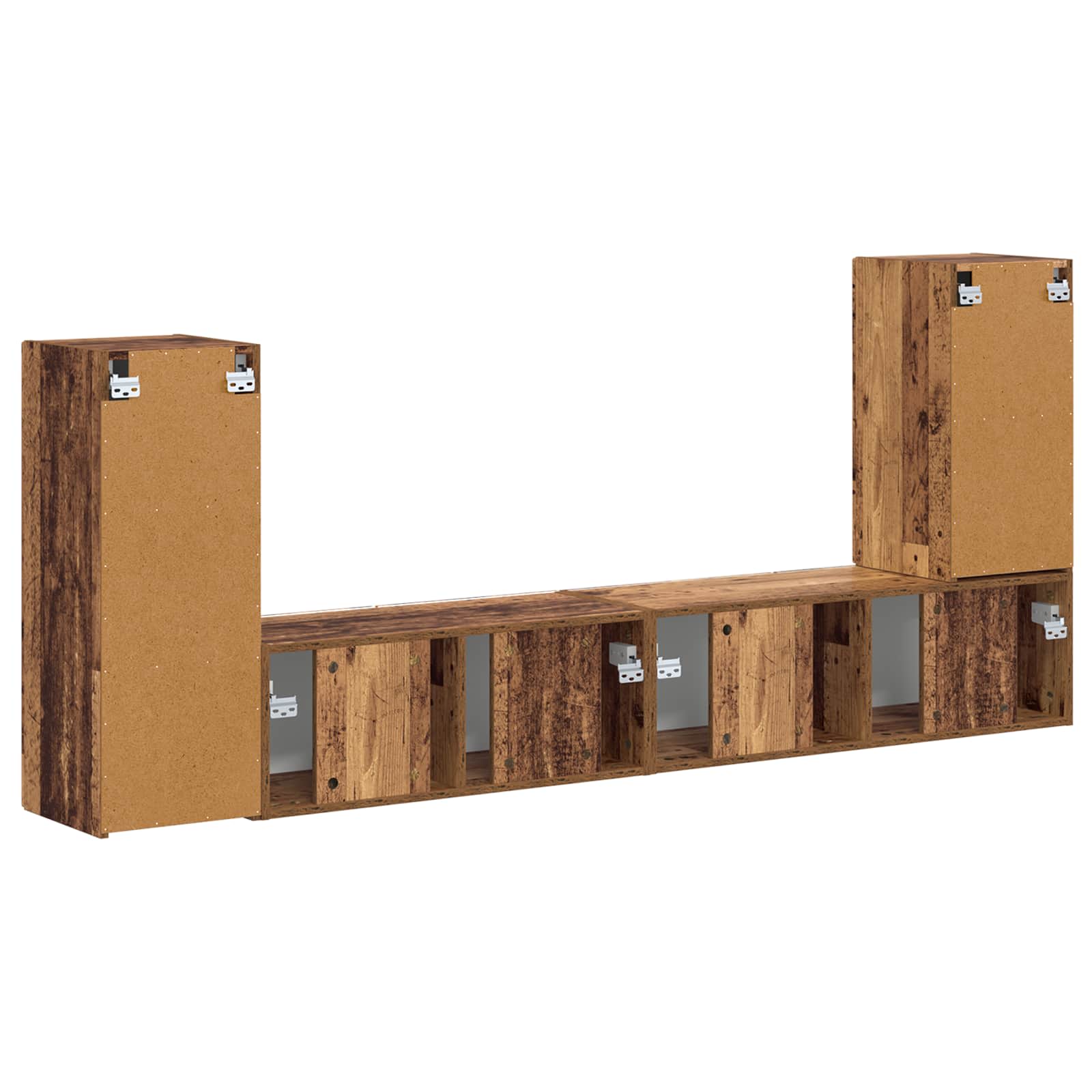 Set TV komoda 4 pcs Staro drvo Konstruirano drvo