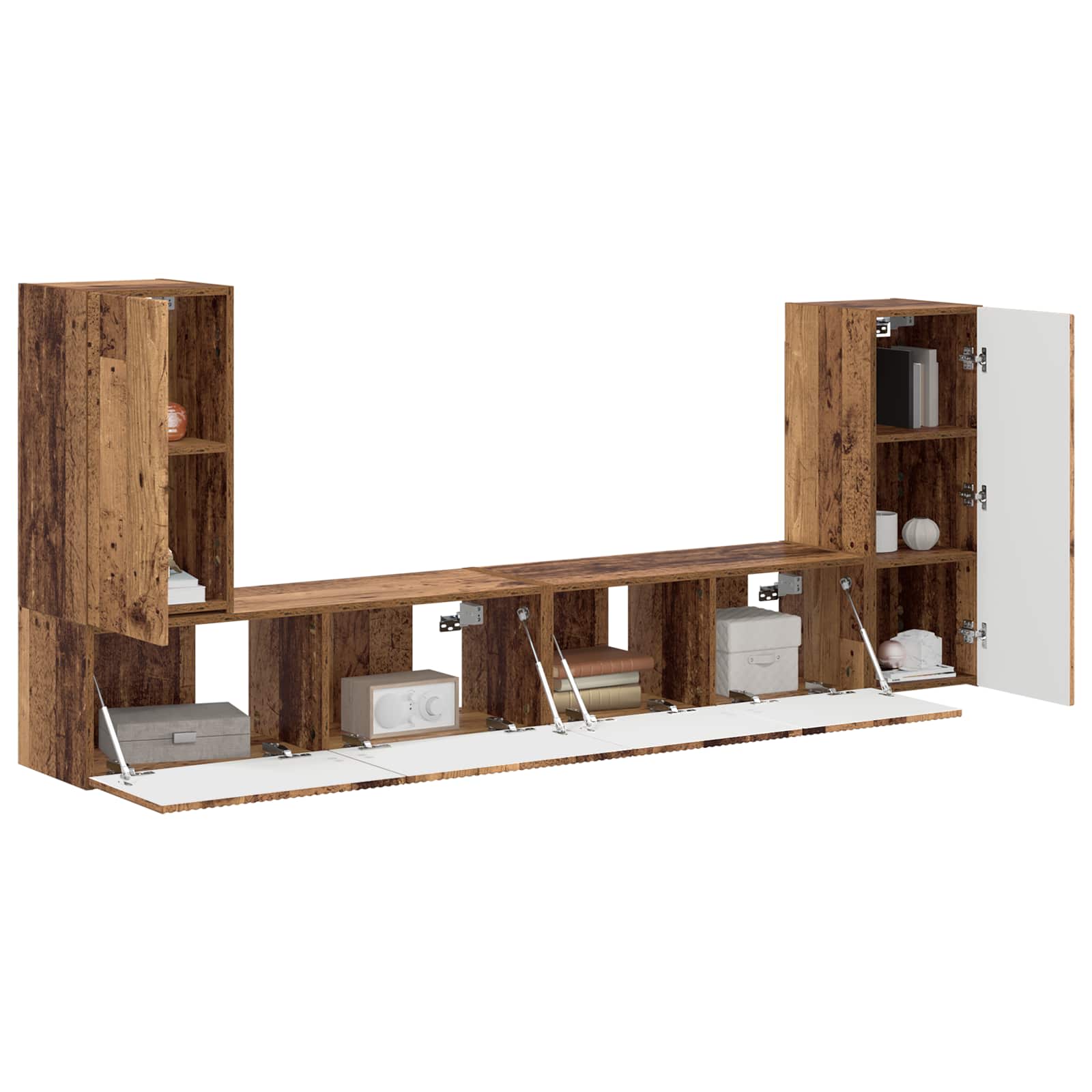 Set TV komoda 4 pcs Staro drvo Konstruirano drvo