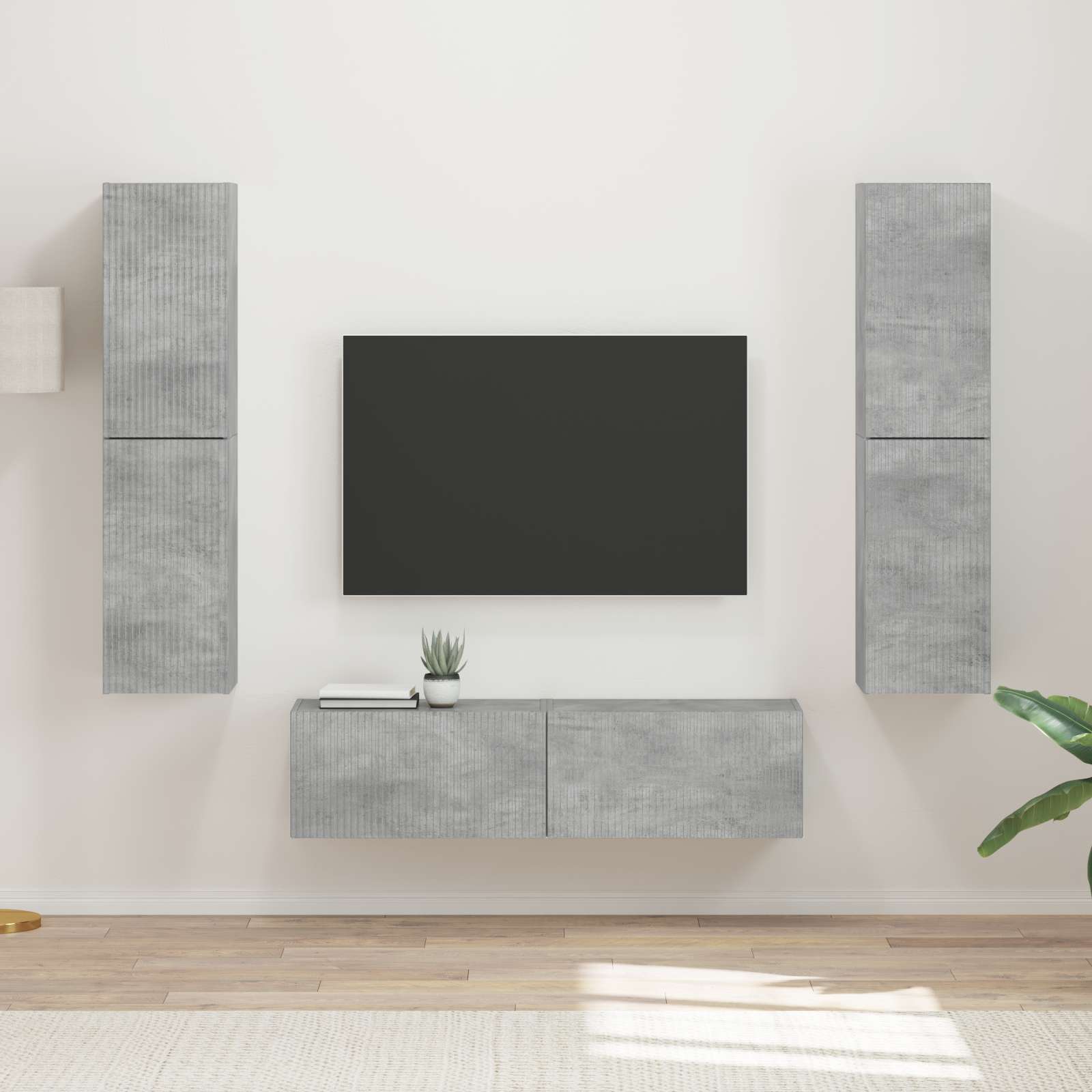 Set TV komoda 6 pcs Betonski sivi Konstruirano drvo