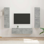 Set TV komoda 6 pcs Betonski sivi Konstruirano drvo
