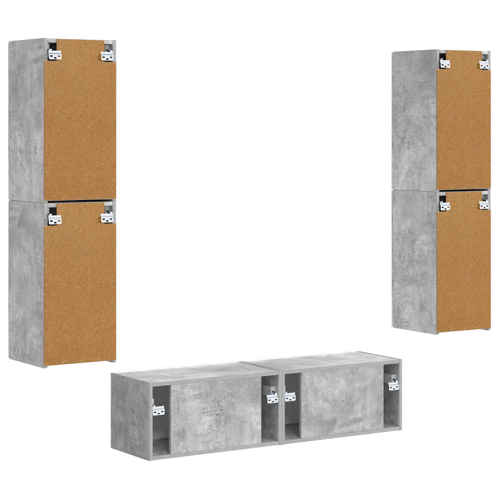 Set TV komoda 6 pcs Betonski sivi Konstruirano drvo