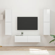 Set TV komoda 6 pcs Visoki sjaj bijela Konstruirano drvo