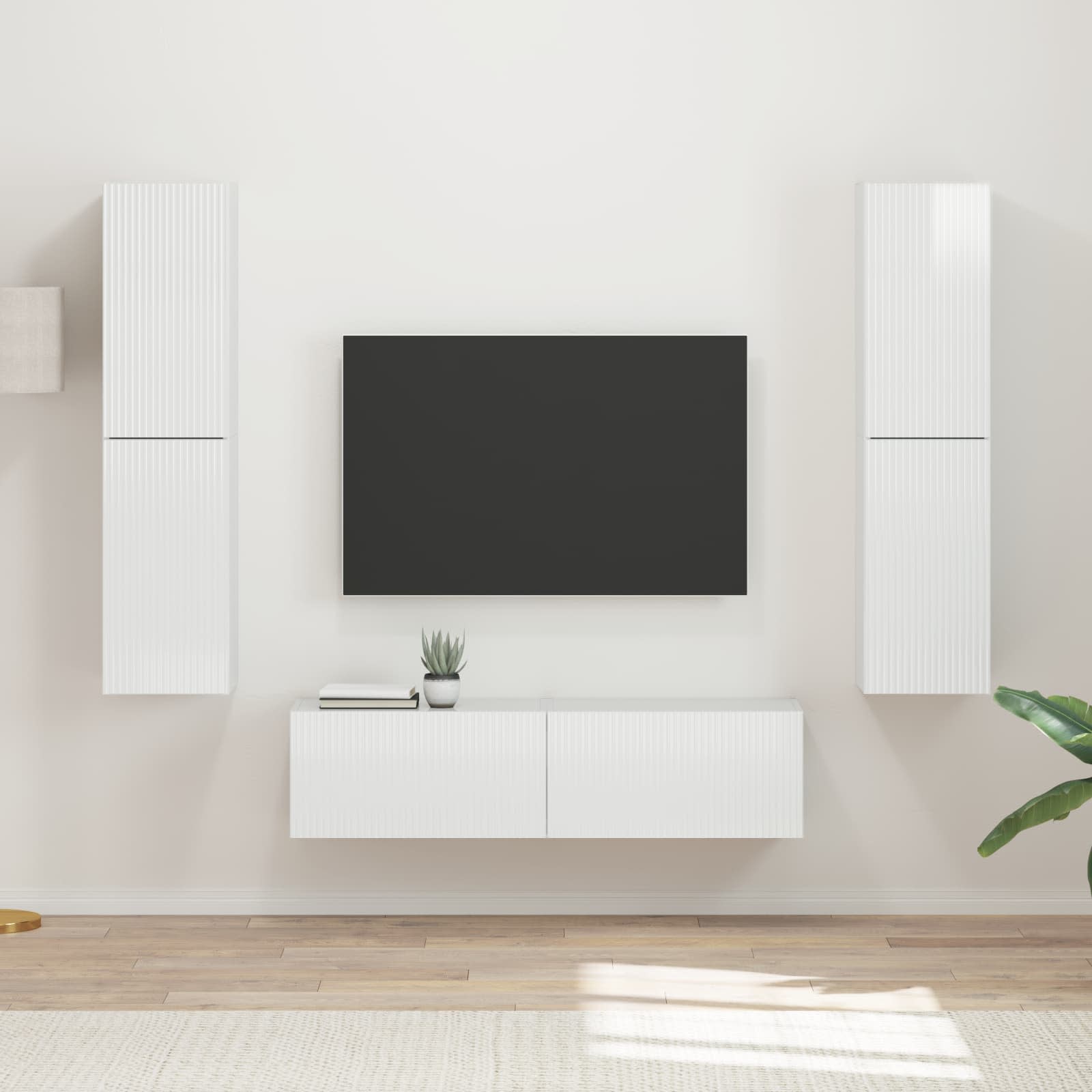 Set TV komoda 6 pcs Visoki sjaj bijela Konstruirano drvo