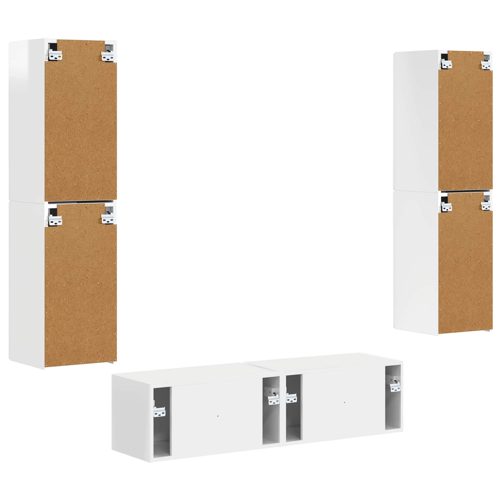 Set TV komoda 6 pcs Visoki sjaj bijela Konstruirano drvo