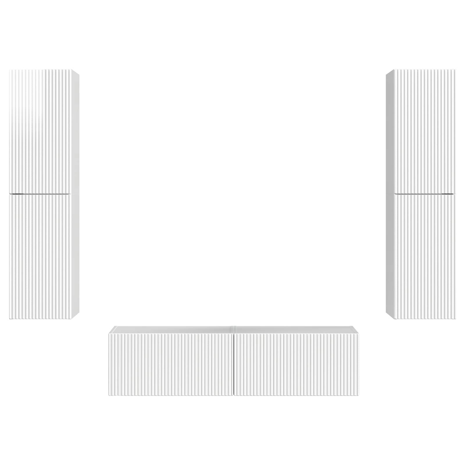 Set TV komoda 6 pcs Visoki sjaj bijela Konstruirano drvo