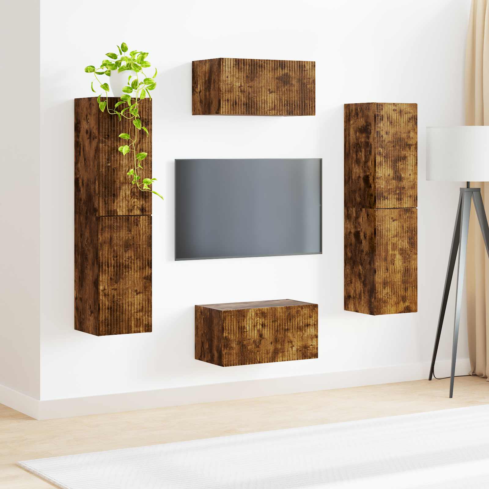Set TV komoda 6 pcs Dimljeni hrast Konstruirano drvo