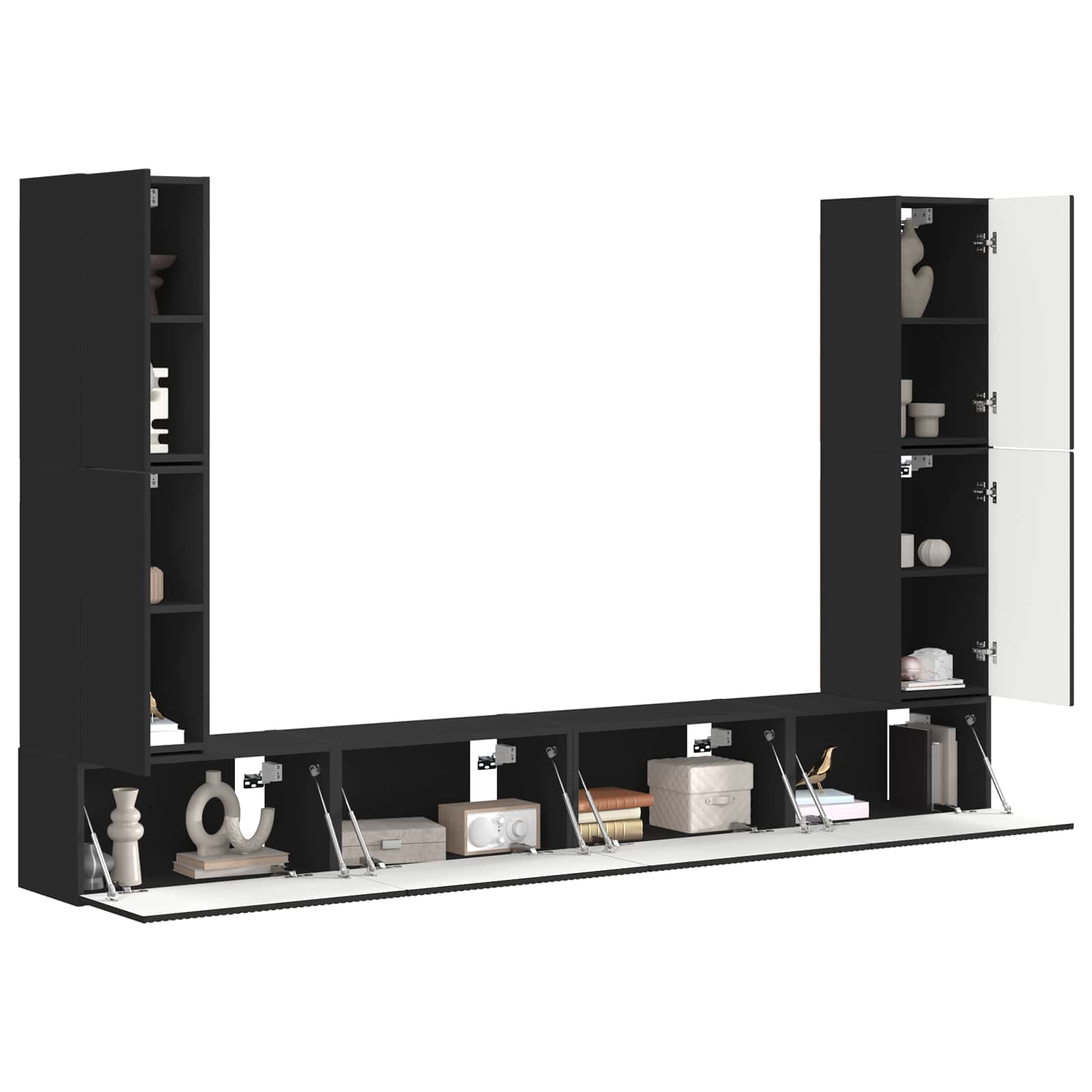 Set TV komoda 8 pcs Crna Konstruirano drvo