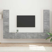 Set TV komoda 8 pcs Betonski sivi Konstruirano drvo