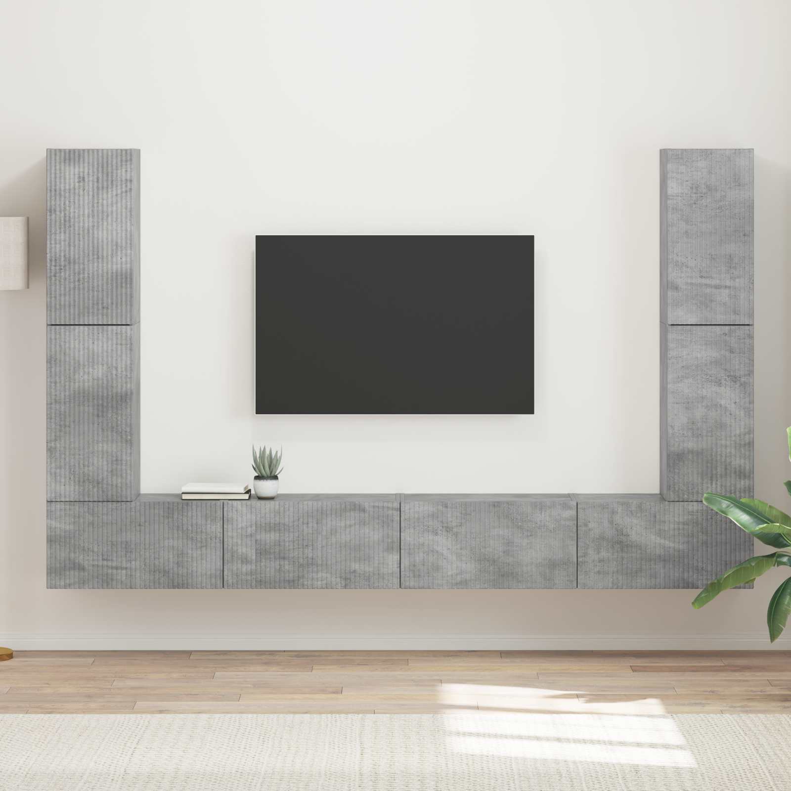 Set TV komoda 8 pcs Betonski sivi Konstruirano drvo
