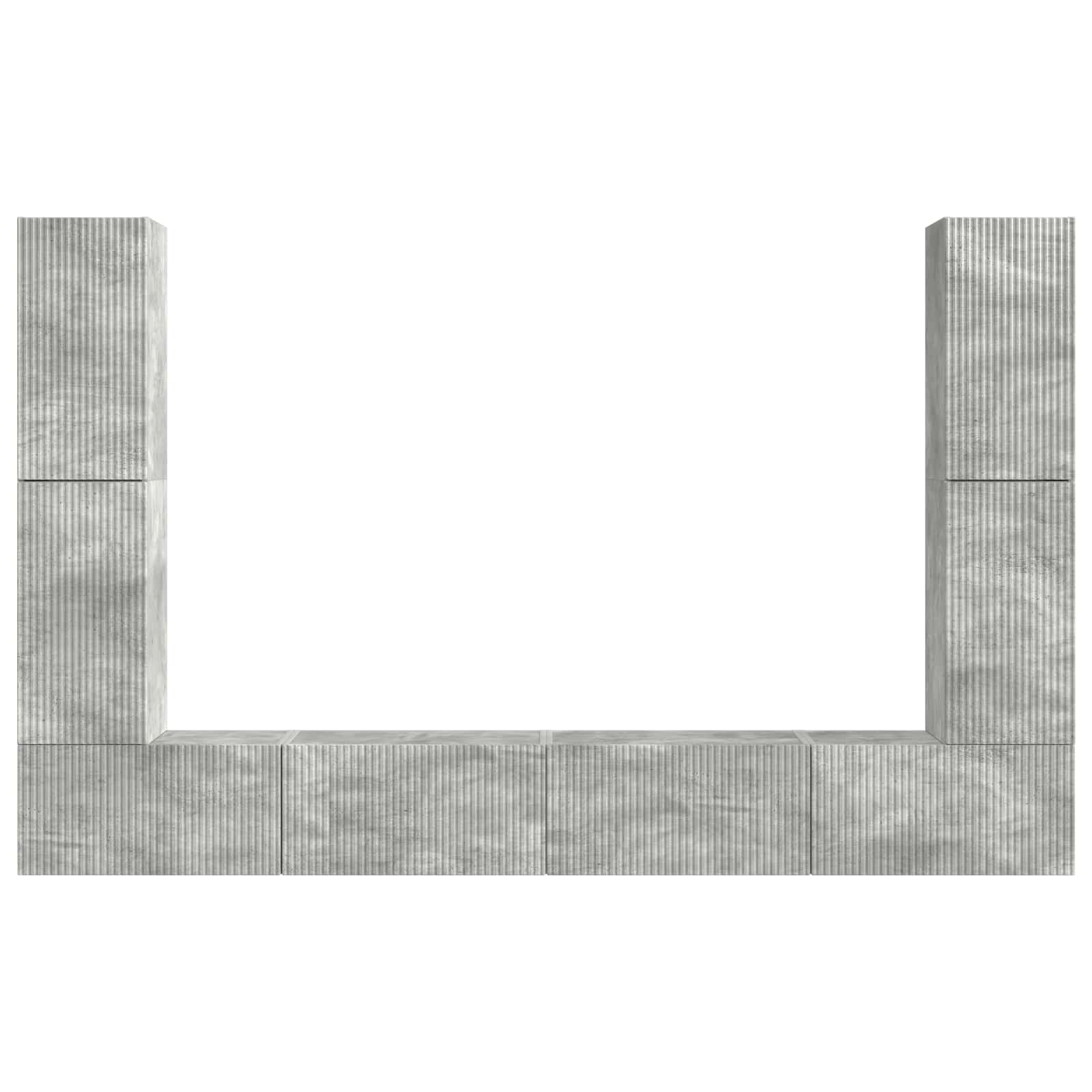 Set TV komoda 8 pcs Betonski sivi Konstruirano drvo