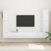 Set TV komoda 8 pcs Visoki sjaj bijela Konstruirano drvo