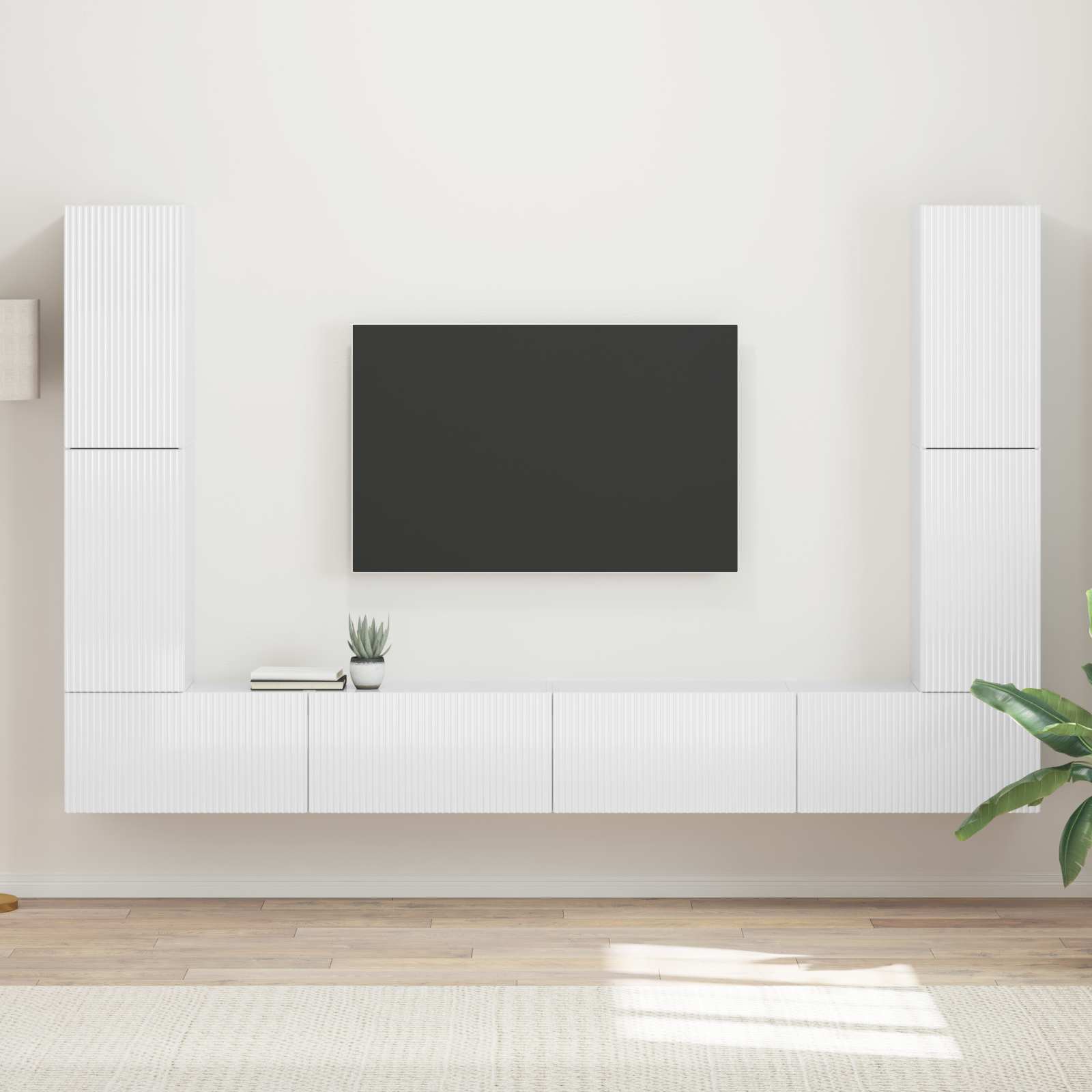 Set TV komoda 8 pcs Visoki sjaj bijela Konstruirano drvo