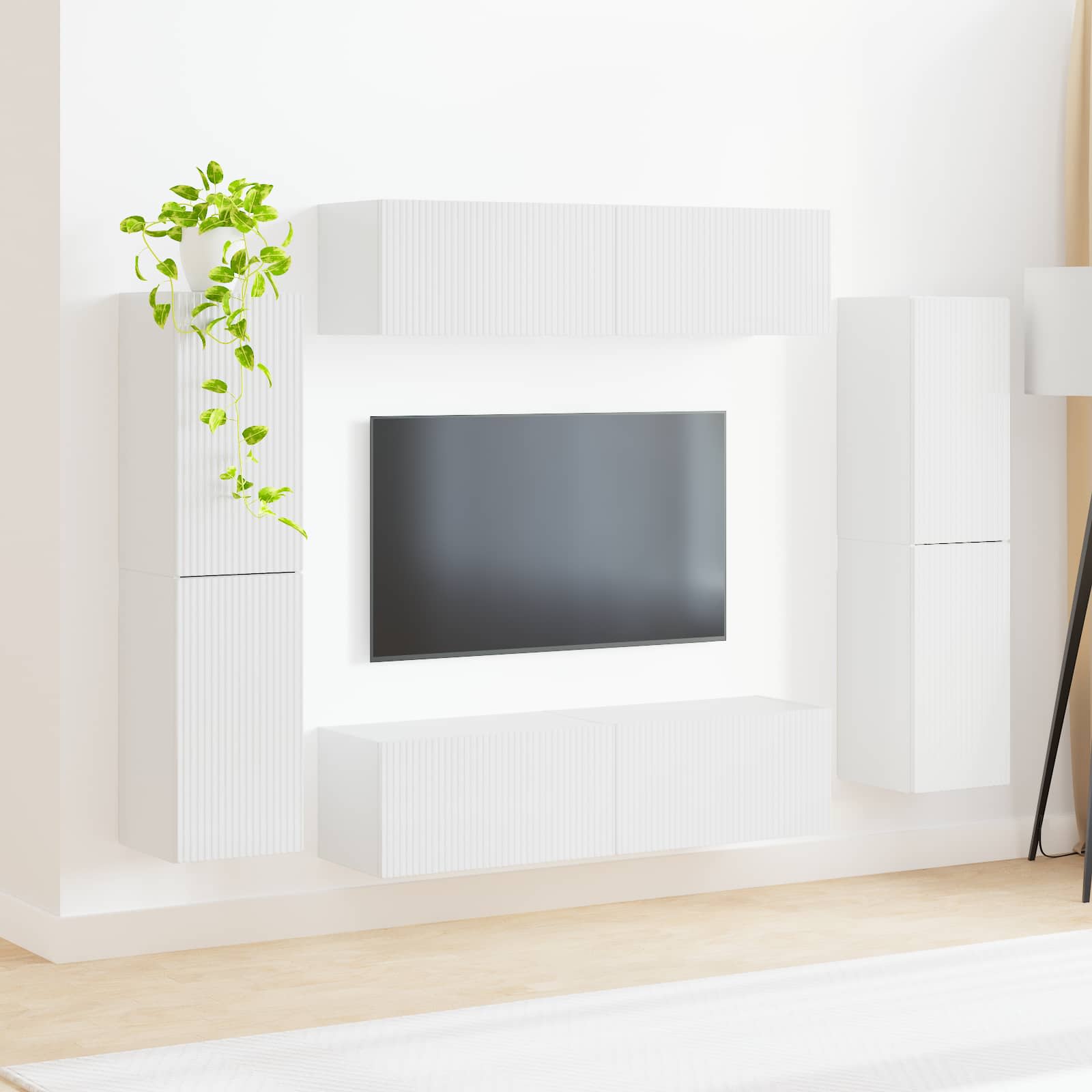 Set TV komoda 8 pcs Visoki sjaj bijela Konstruirano drvo