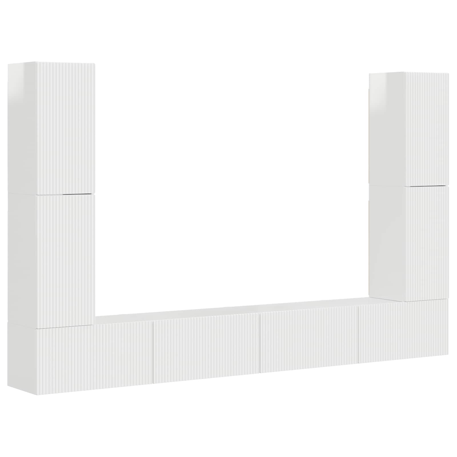 Set TV komoda 8 pcs Visoki sjaj bijela Konstruirano drvo