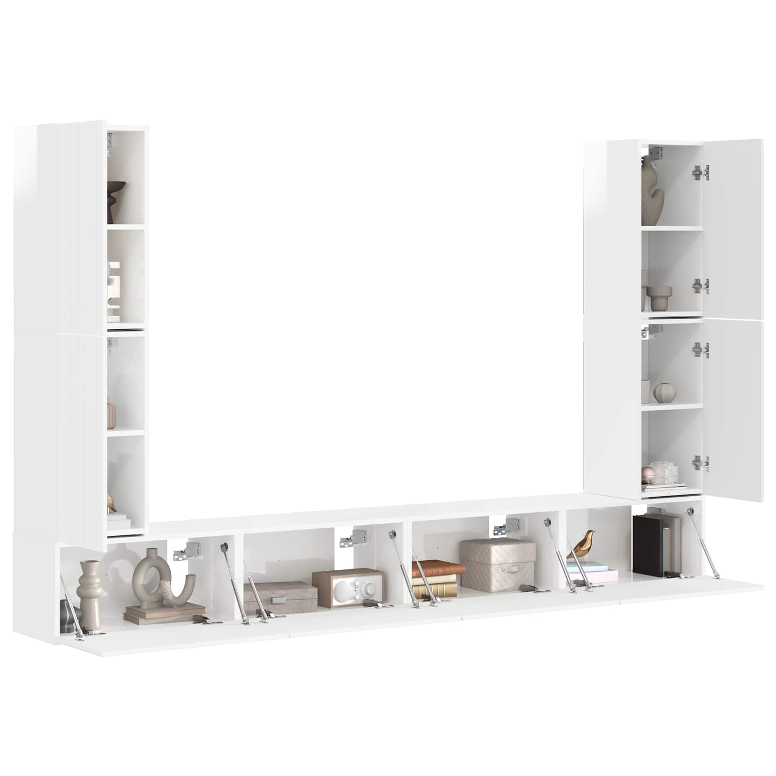Set TV komoda 8 pcs Visoki sjaj bijela Konstruirano drvo