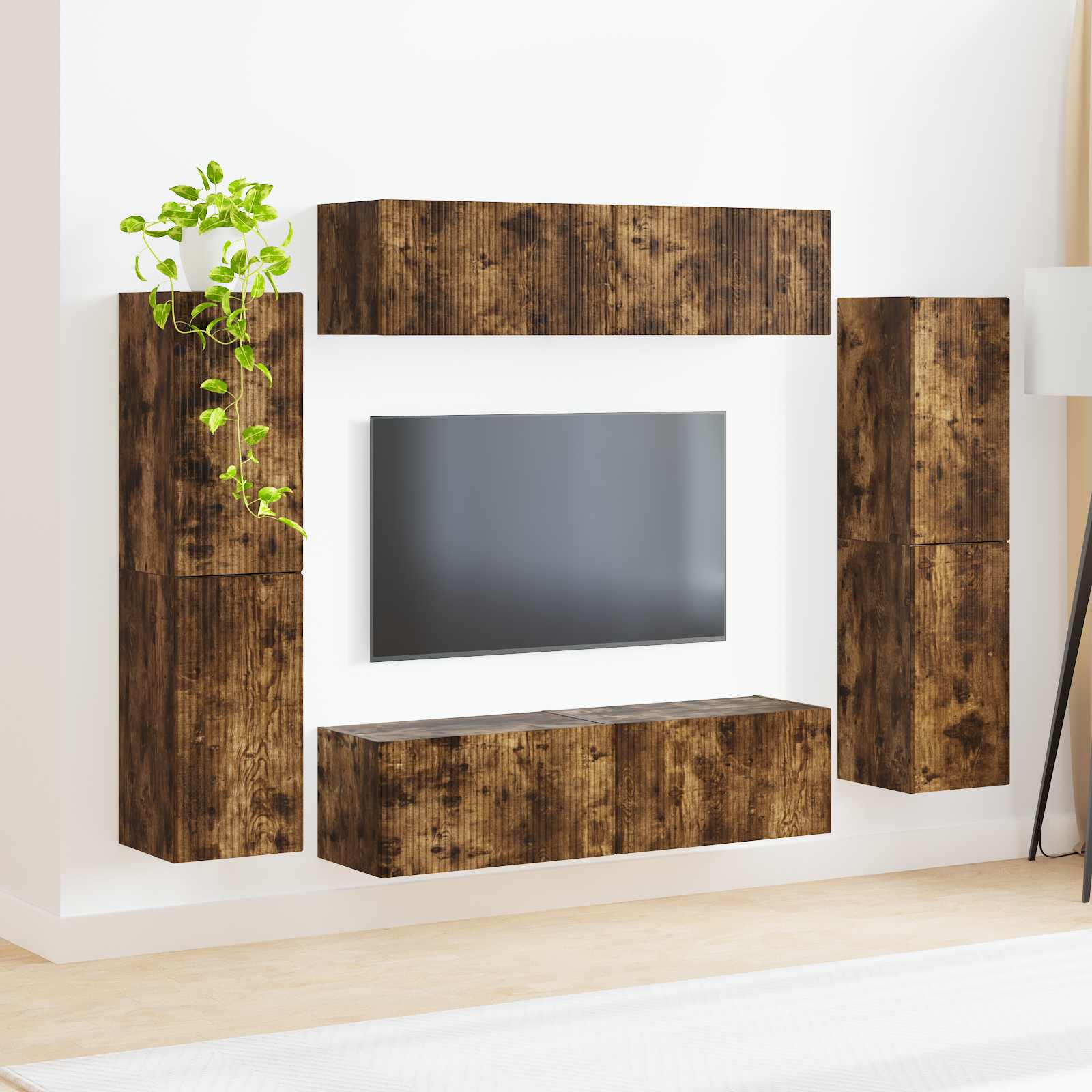 Set TV komoda 8 pcs Dimljeni hrast Konstruirano drvo