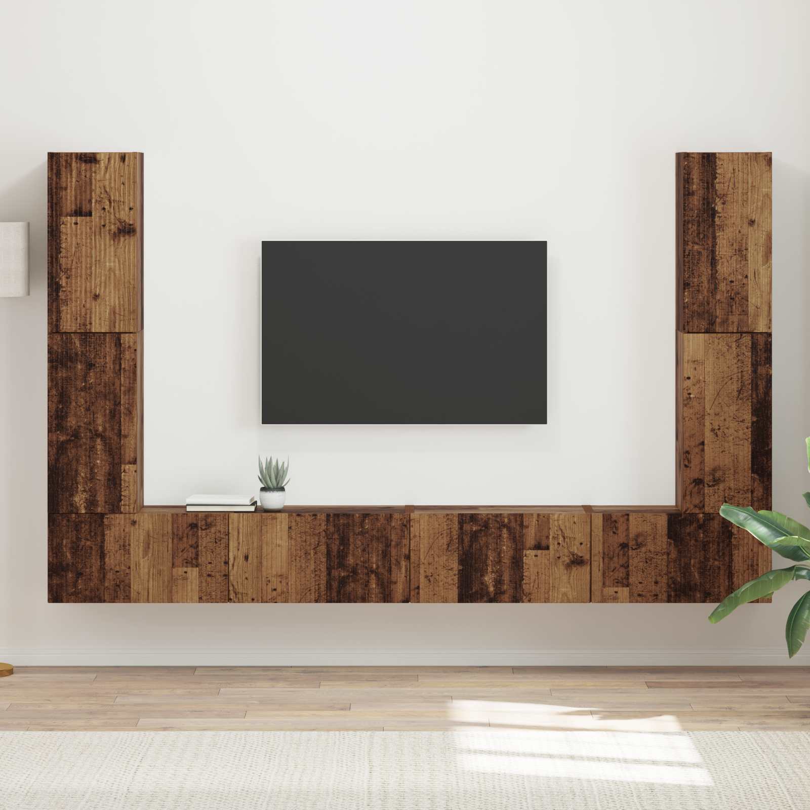 Set TV komoda 8 pcs Staro drvo Konstruirano drvo