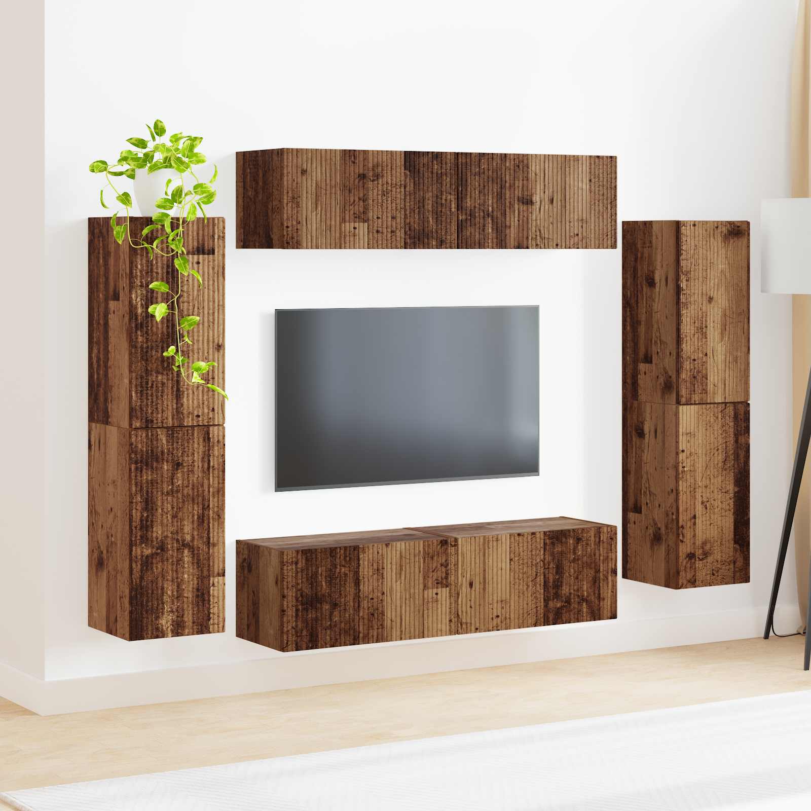 Set TV komoda 8 pcs Staro drvo Konstruirano drvo