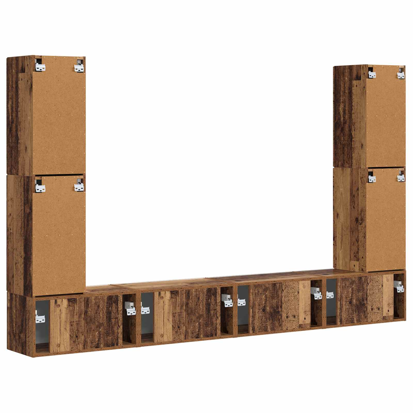 Set TV komoda 8 pcs Staro drvo Konstruirano drvo