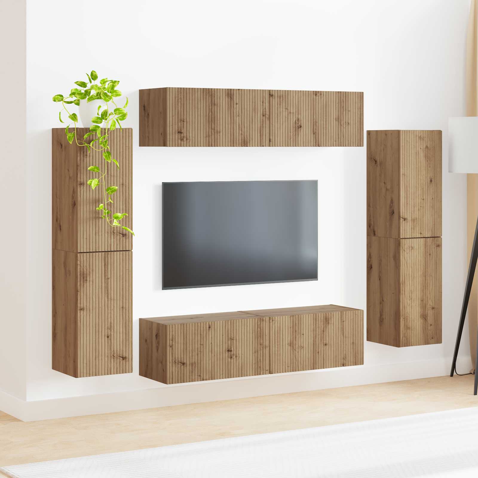 Set TV komoda 8 pcs Umjetnički hrast Konstruirano drvo