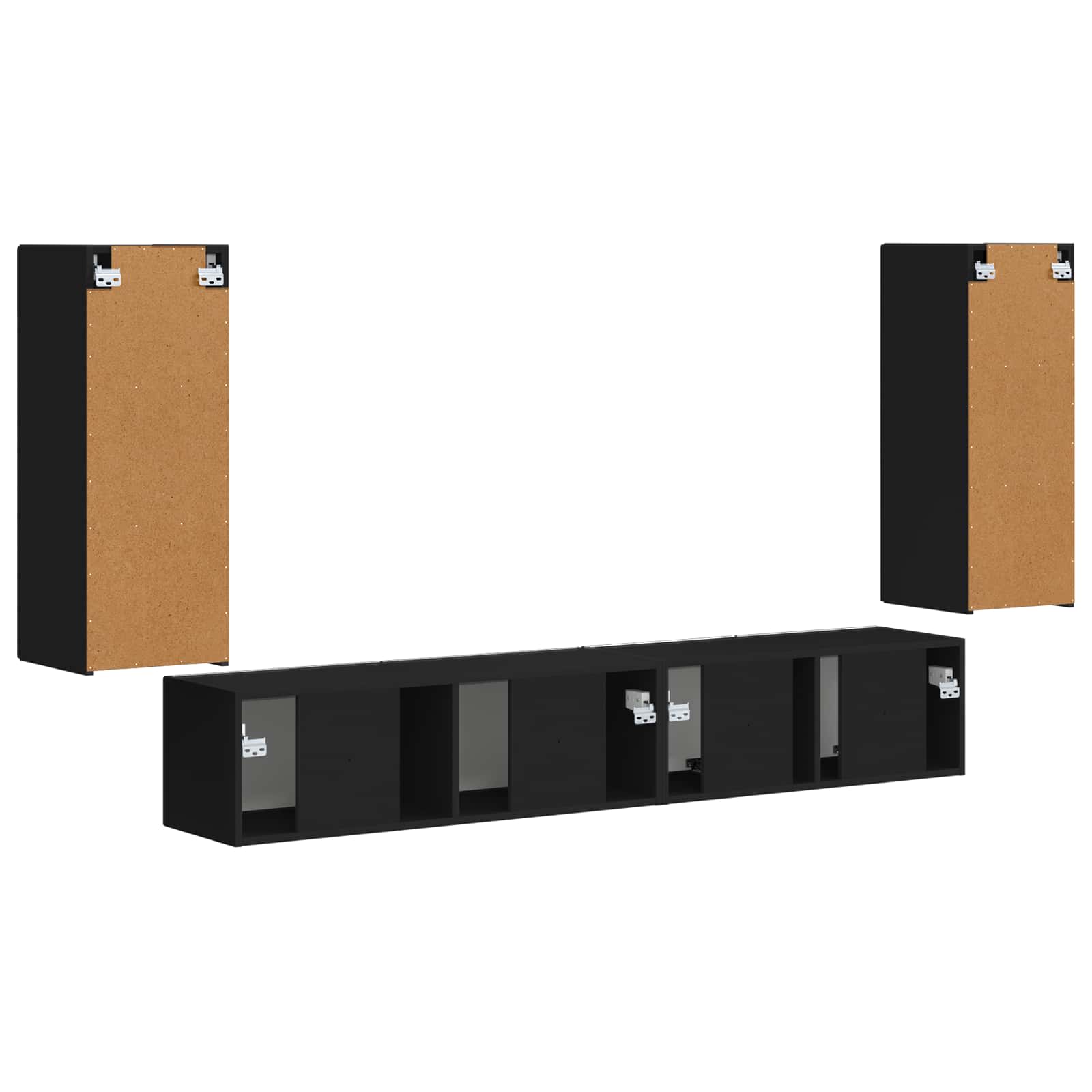 Set TV komoda 4 pcs Crna Konstruirano drvo