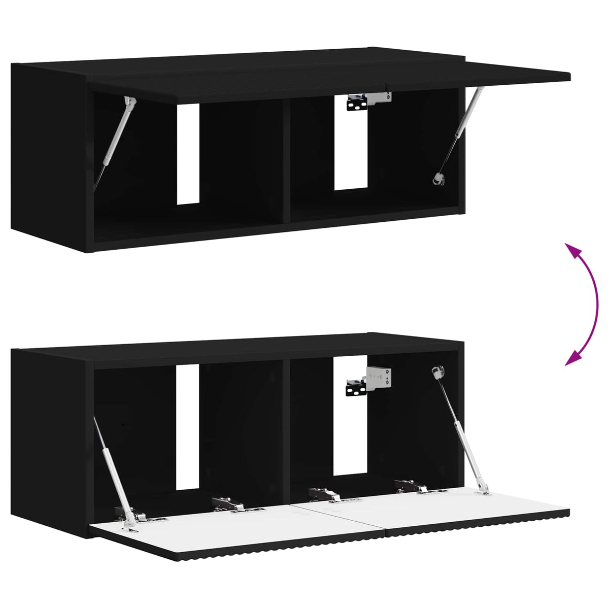 Set TV komoda 4 pcs Crna Konstruirano drvo