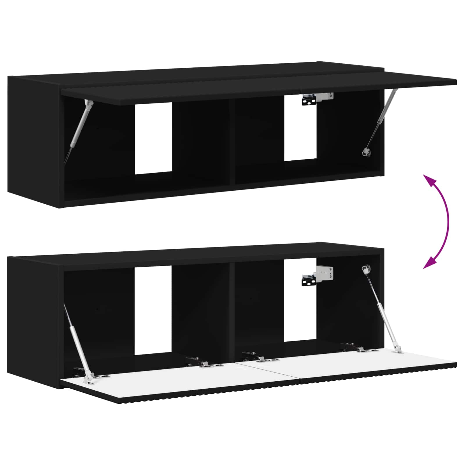 Set TV komoda 4 pcs Crna Konstruirano drvo