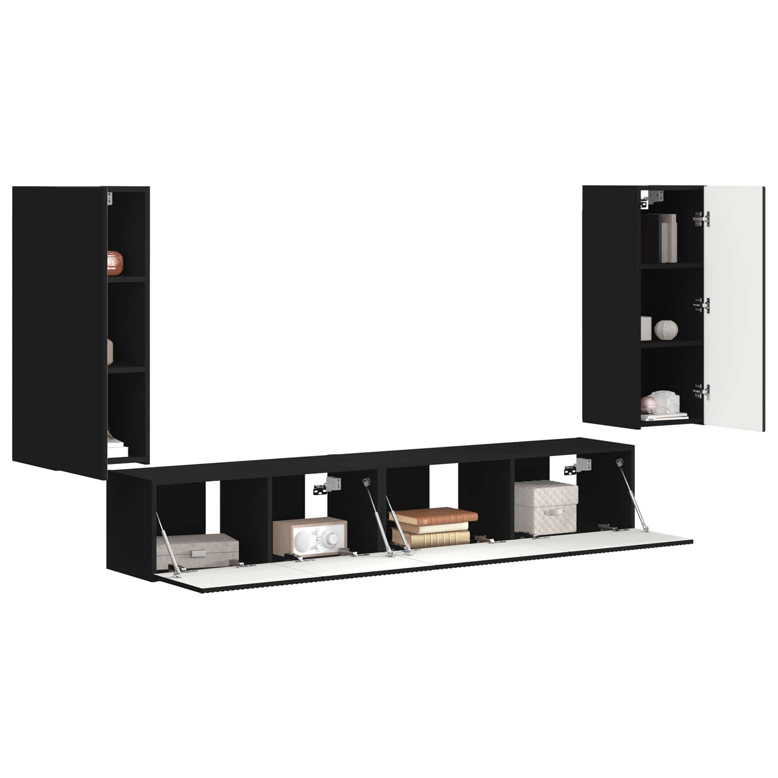 Set TV komoda 4 pcs Crna Konstruirano drvo