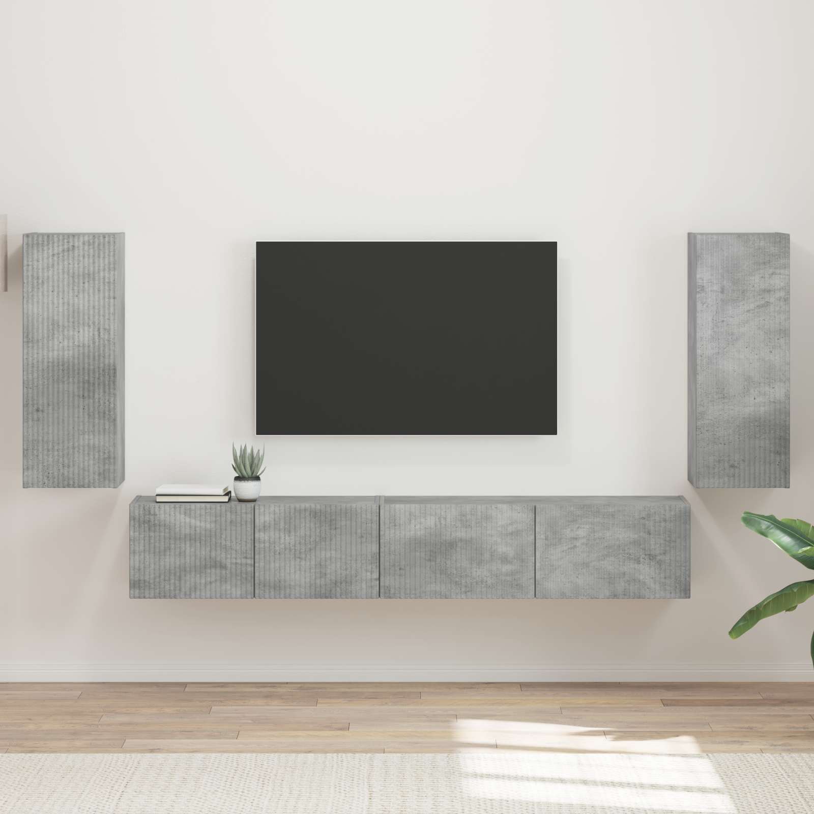 Set TV komoda 4 pcs Betonski sivi Konstruirano drvo