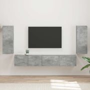 Set TV komoda 4 pcs Betonski sivi Konstruirano drvo