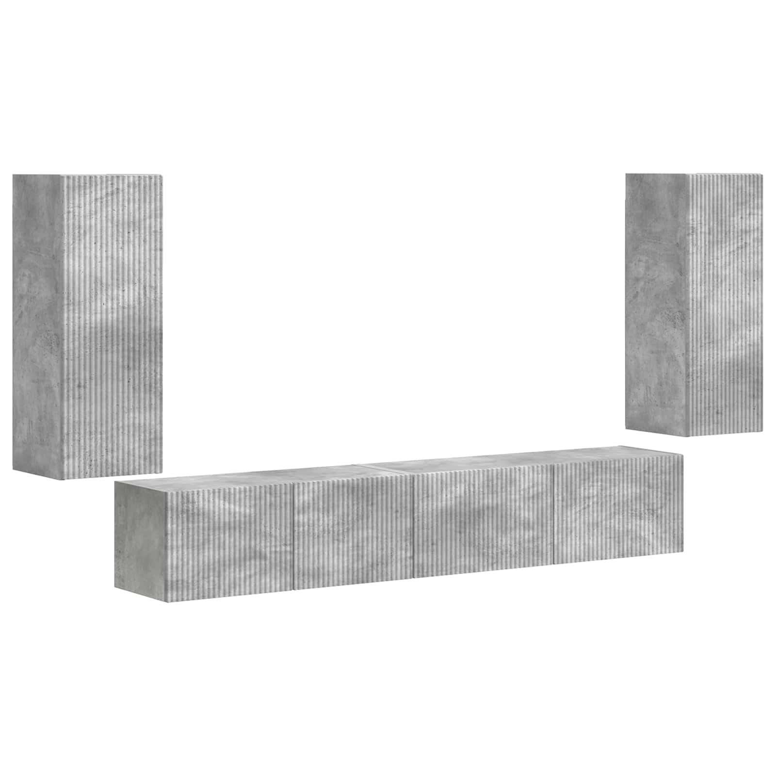 Set TV komoda 4 pcs Betonski sivi Konstruirano drvo
