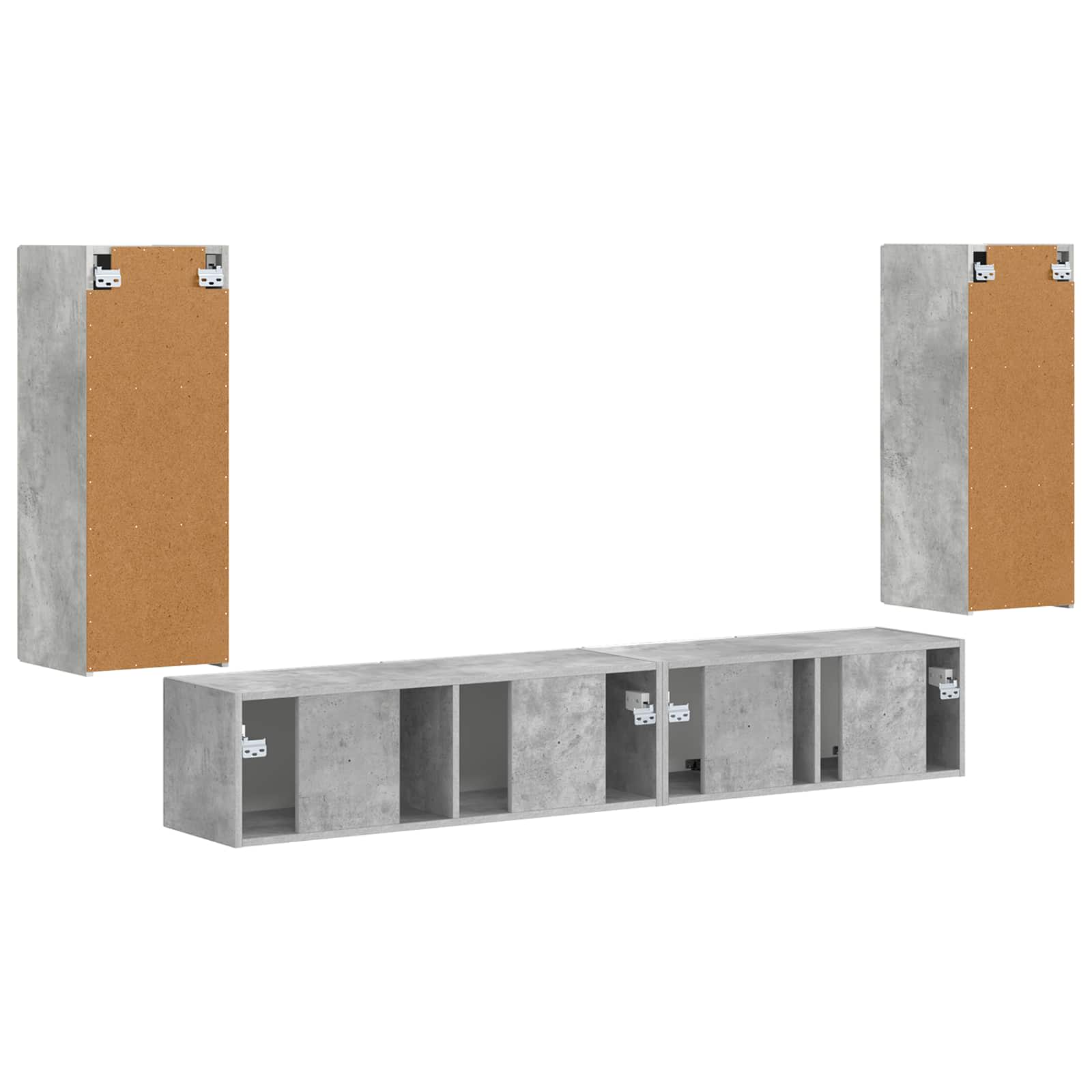 Set TV komoda 4 pcs Betonski sivi Konstruirano drvo