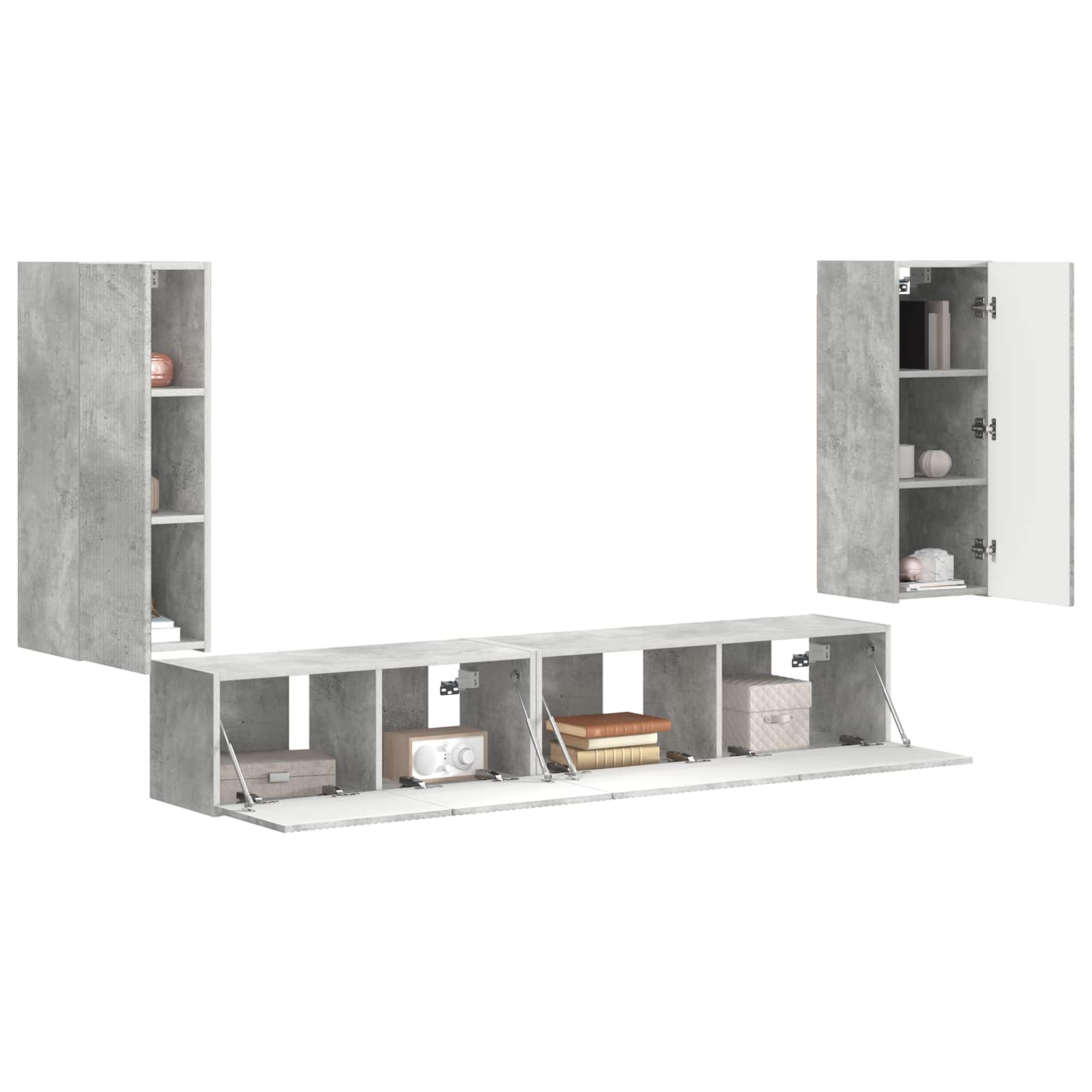 Set TV komoda 4 pcs Betonski sivi Konstruirano drvo