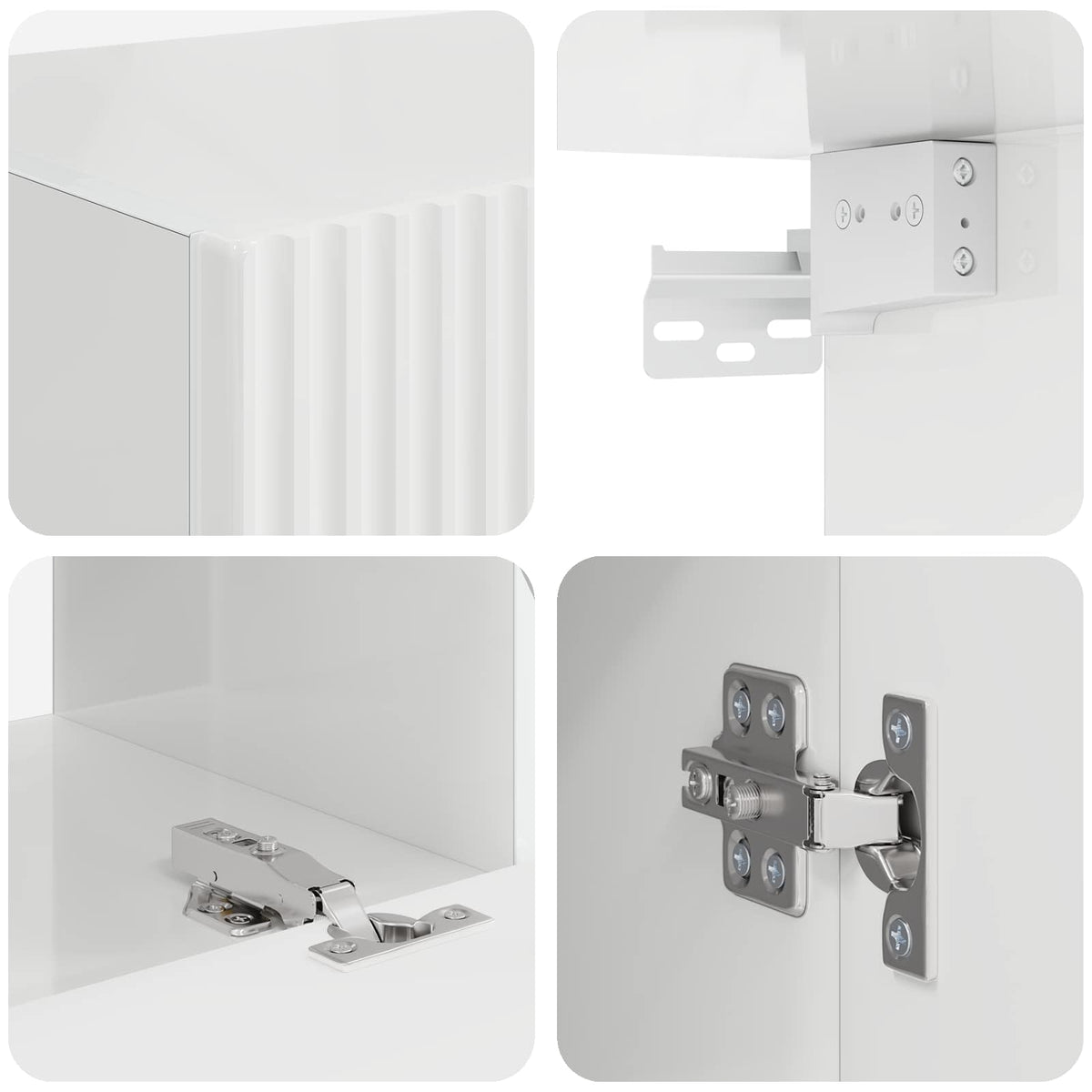Set TV komoda 4 pcs Visoki sjaj bijela Konstruirano drvo